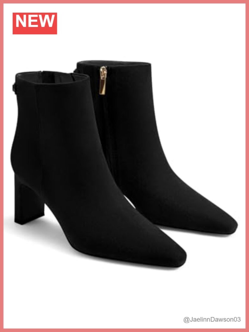 Faux Suede Ankle Boots Chunky Heel Closed Toe Side Zipper Dress Booties